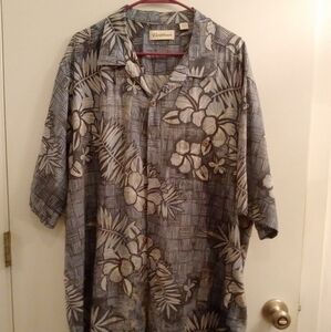 CAribbean shirt blue Hawaiian collared short sleeve vacation shirt XLT L…